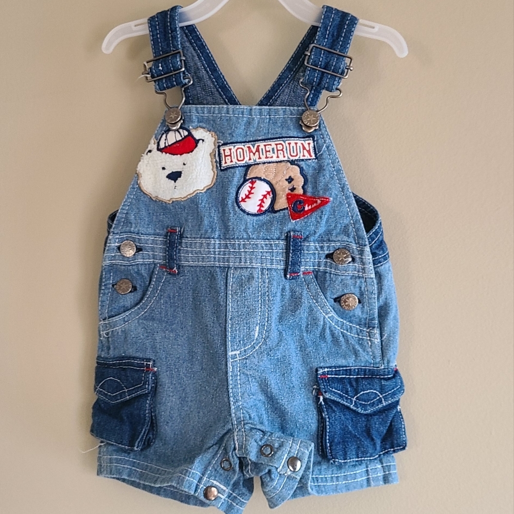 Adorable two tone denim shortalls